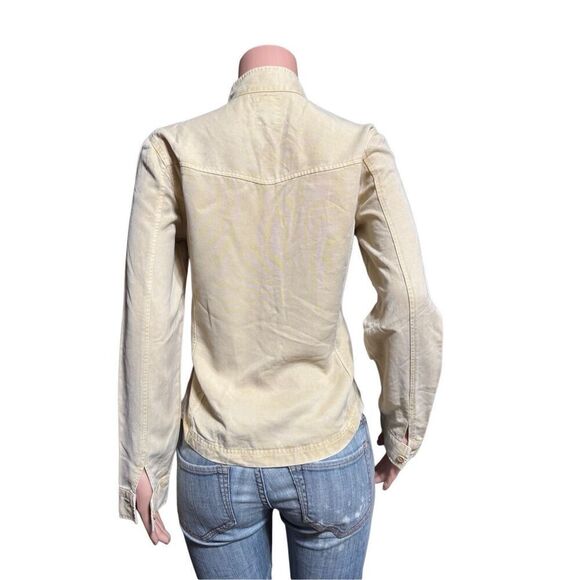 Pulp women's Mandarin collar tencel tan long sleeve button-up shirt M - Picture 2 of 8